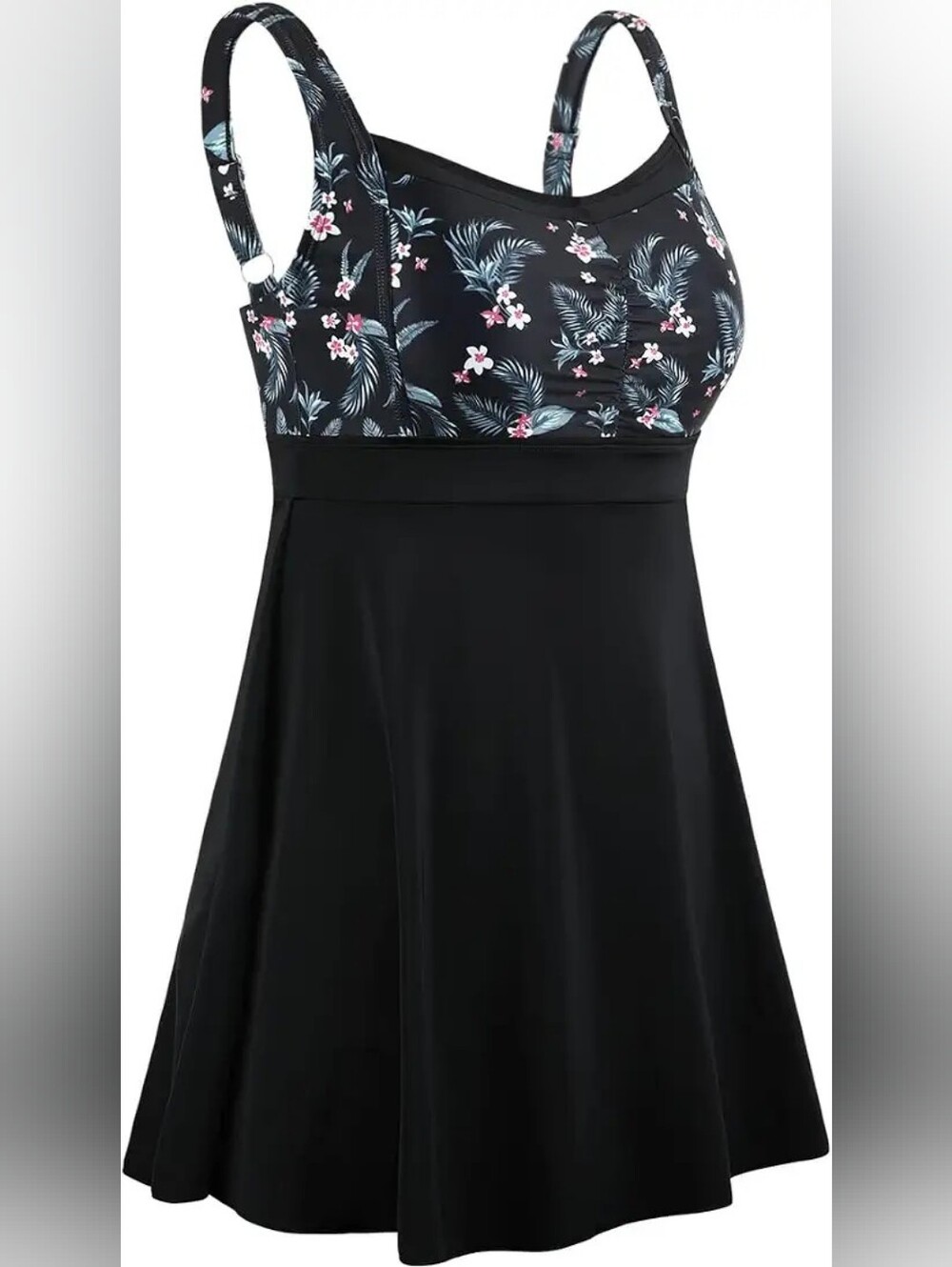 Septangle A-Line Swimdress with Floral Bodice